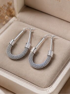 Celestia Silver Woven Hoop Earrings